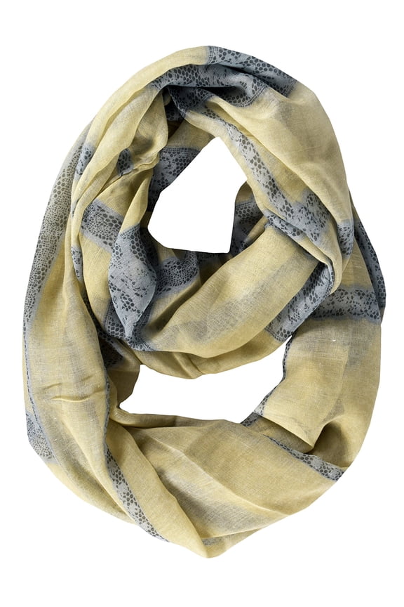 Vintage Charming Lace Floral Print Infinity Loop Scarf (Tan)