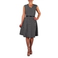 thumbnail image 1 of Peach Couture Vintage Inspired Striped Retro A-line Cocktail Dress with Belt Tie White Black Medium, 1 of 1