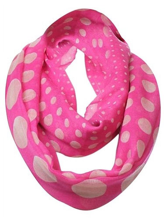 Vintage Multicolored Classic Bright Polka Dot Infinity Loop Scarf Fuchsia