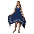 thumbnail image 1 of Peach Couture Womens Denim Asymmetric Hem Caftan Tank Dress Tunic Cover Up, 1 of 8