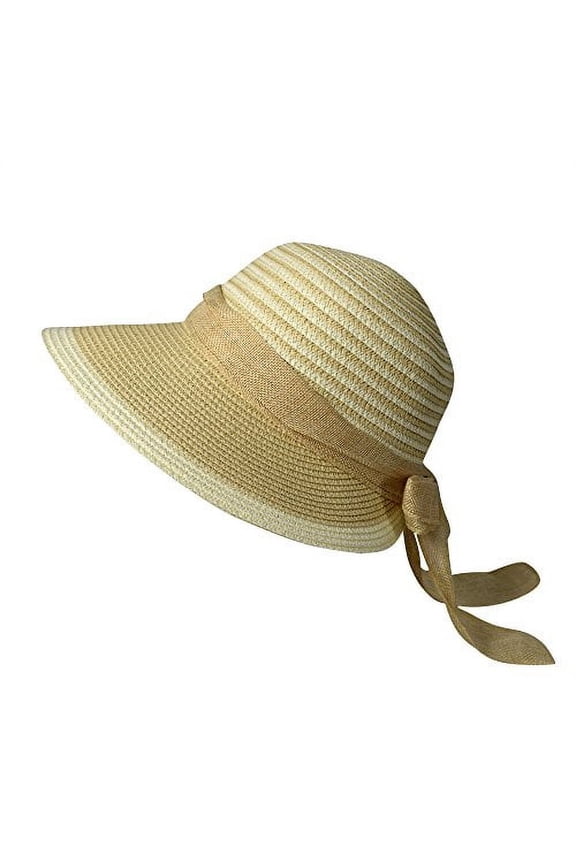 Womens Floppy Bow Knot Asymmetric Wide Brim Straw Sun Hat