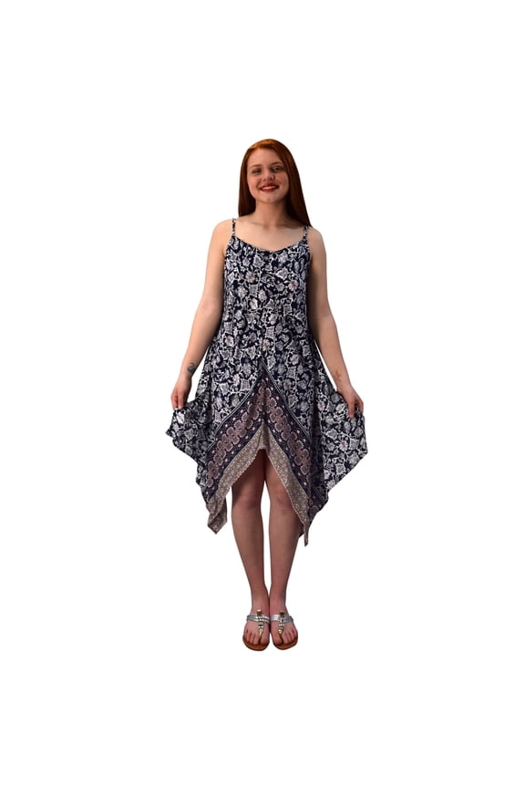 Womens Gypsy Fashion Handkerchief Hem Spaghetti Strap Tunic Dress