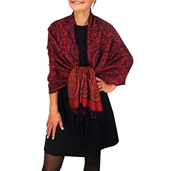 Peach Couture Womens Large Vintage Pashmina Paisley Jacquard Scarf Shawl Wrap