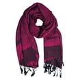 thumbnail image 1 of Peach Couture Womens Paisley Jacquard Pashmina Scarf Stole Wrap Shawl (Magenta and Black), 1 of 1