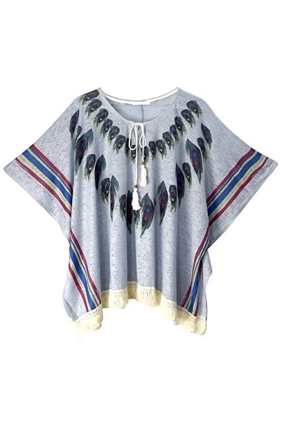 Womens Peacock Light Weight Summer Poncho Cardigan Cover up