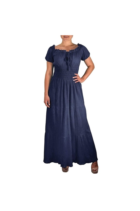 Womens Renaissance Vintage Smocked Gypsy Tank Dress