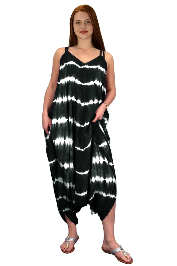 Womens Trendy Loose Drape Harem Full Length Jumpsuit Romper Black Large