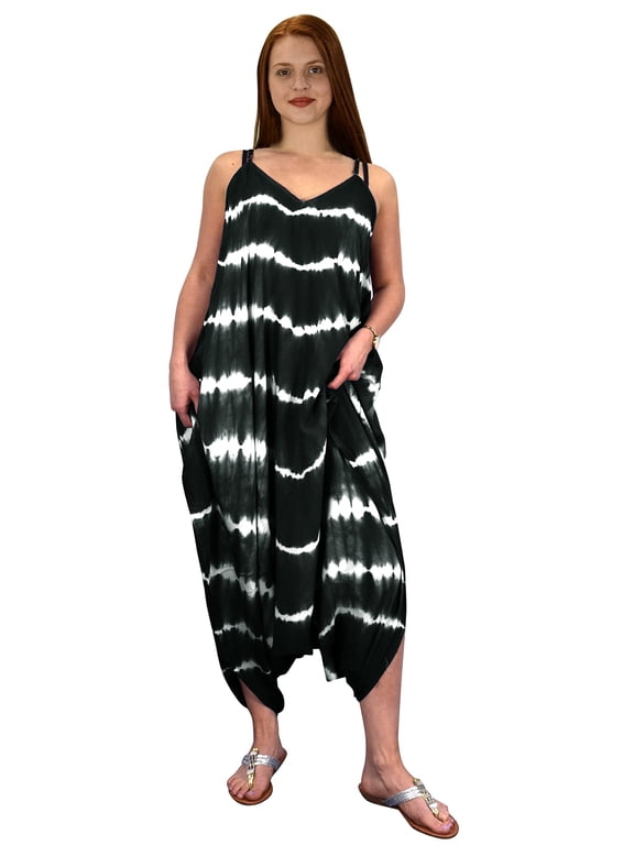 Womens Trendy Loose Drape Harem Full Length Jumpsuit Romper Black Large