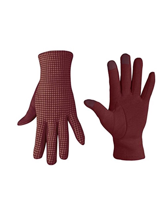 houndstooth fleece lined smart phone compatible gloves