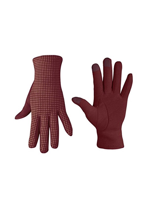 houndstooth fleece lined smart phone compatible gloves
