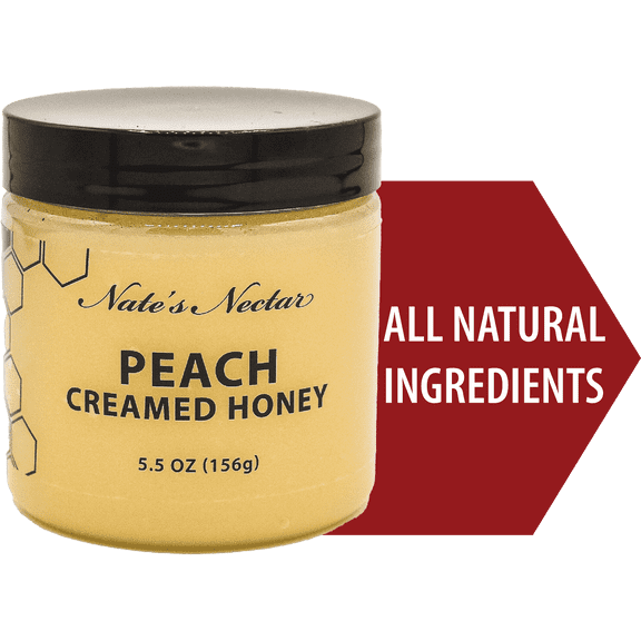 Peach Creamed Honey, Nate's Nectar, All Natural Ingredients, 5.5 oz