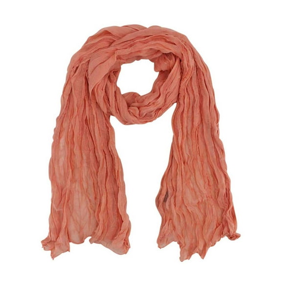 Peach Crinkled Texture Summer Scarf