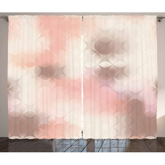 Ambesonne Peach Curtains 2 Panel Set, Squares Modern Art, 108" x 84", Umber Coral