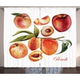thumbnail image 1 of Ambesonne Peach Curtains 2 Panel Set, Delicious Nectarines, 108" x 90", Orange Green and Red, 1 of 3