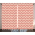 thumbnail image 1 of Ambesonne Peach Curtains 2 Panel Set, Chevron Zigzag Vintage, 108" x 96", Coral Peach, 1 of 3