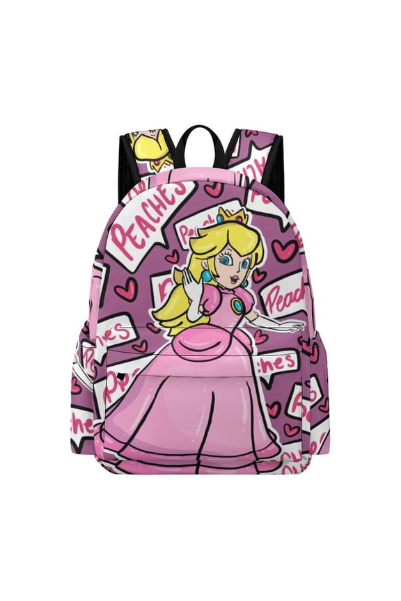 Peach Cute Cartoon Durable 16.5-Inch Backpack, Exquisite Casual School Bag 42x30x15cm