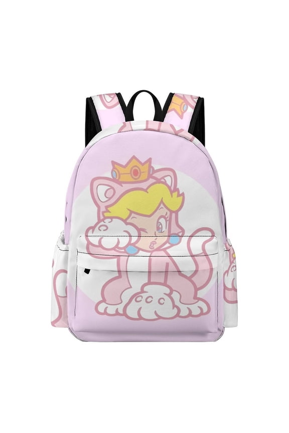 Peach Cute Cartoon Durable 16.5-Inch Backpack, Exquisite Casual School Bag 42x30x15cm