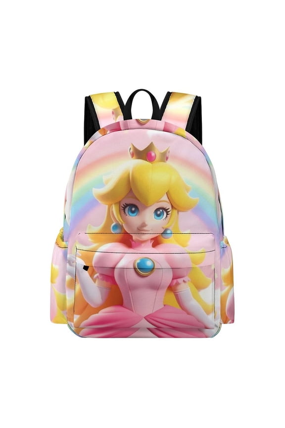 Peach Cute Cartoon Durable 16.5-Inch Backpack, Exquisite Casual School Bag 42x30x15cm