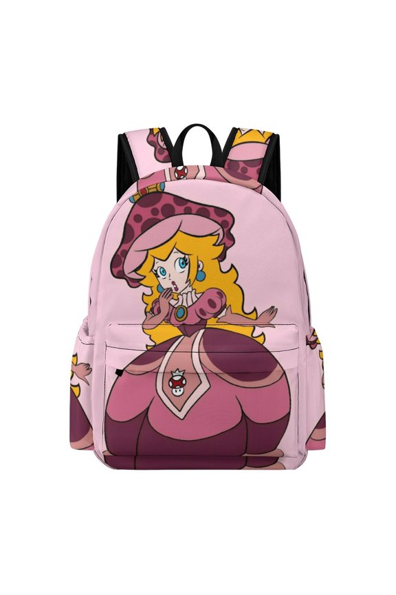 Peach Cute Cartoon Durable 16.5-Inch Backpack, Exquisite Casual School Bag 42x30x15cm