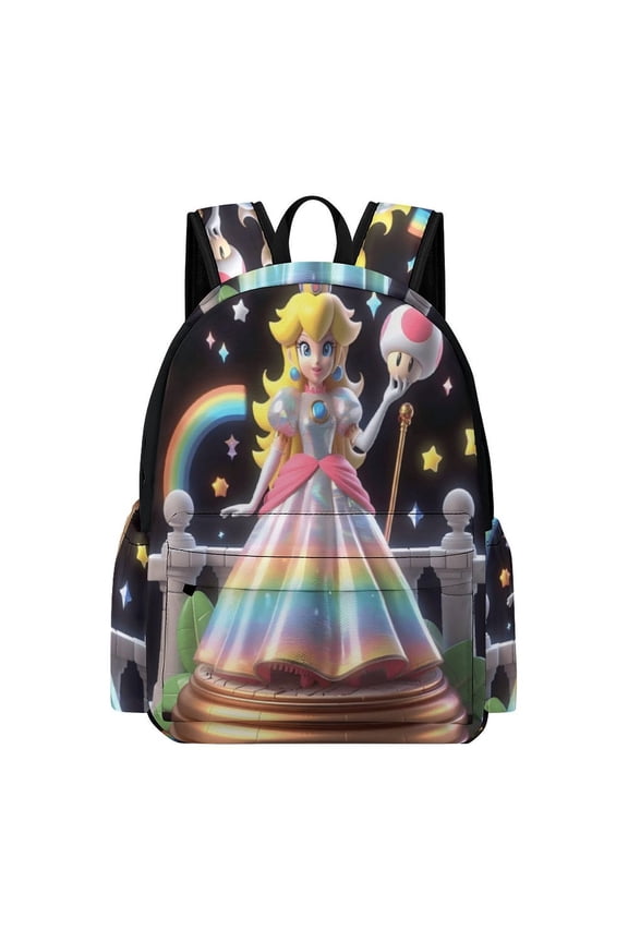 Peach Cute Cartoon Durable 16.5-Inch Backpack, Exquisite Casual School Bag 42x30x15cm