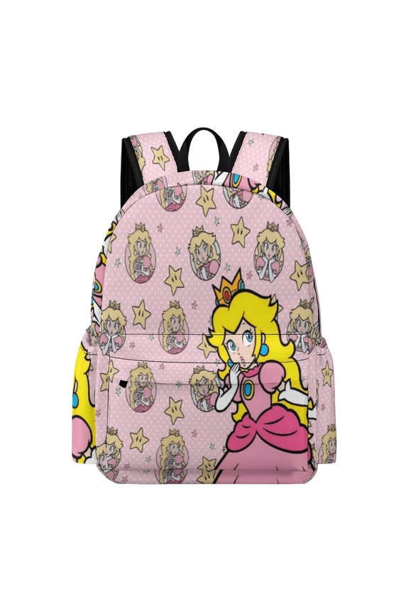 Peach Cute Cartoon Durable 16.5-Inch Backpack, Exquisite Casual School Bag 42x30x15cm