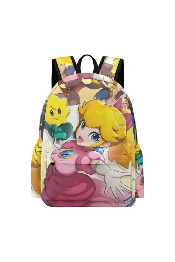 Peach Cute Cartoon Durable 16.5-Inch Backpack, Exquisite Casual School Bag 42x30x15cm