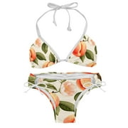 Peach Detachable Sponge Adjustable Strap Bikini Set 2-Pack Swimwear Swimsuit Beach Pool Party