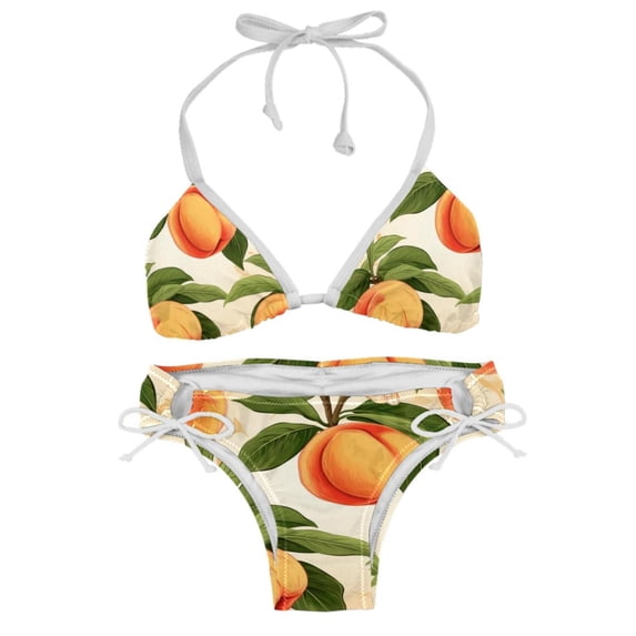 Peach Detachable Sponge Adjustable Strap Bikini Set Swimsuit Two-Pack Swimming Suits - Beach Vacation Swimwear