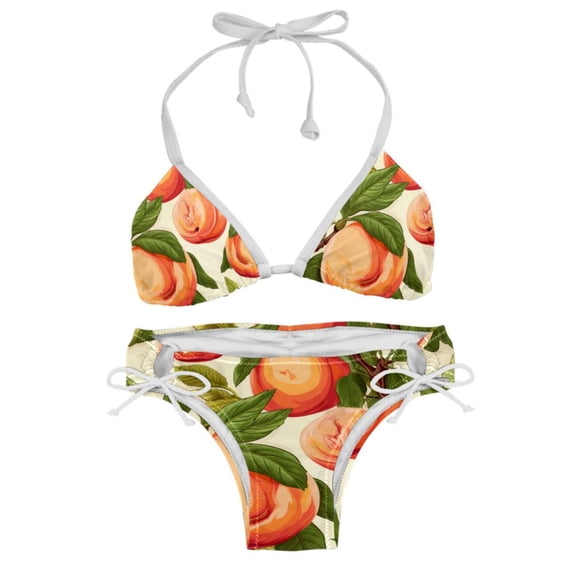 Peach Detachable Sponge Adjustable Strap Bikini Set Swimsuit Two-Pack Swimming Suits - Beach Vacation Swimwear