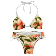 Peach Detachable Sponge Adjustable Strap Bikini Set Two-Pack - Ideal for Beach & Pool Parties