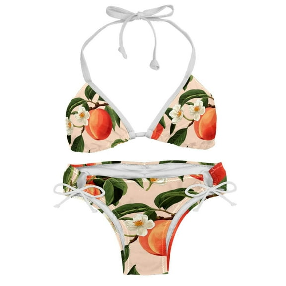 Peach Detachable Sponge Adjustable Strap Bikini Set Two-Pack, Ideal for Beach and Pool Parties