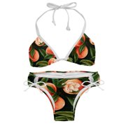 Peach Detachable Sponge Adjustable Strap Bikini Set Two-Pack, Ideal for Beach and Pool Parties