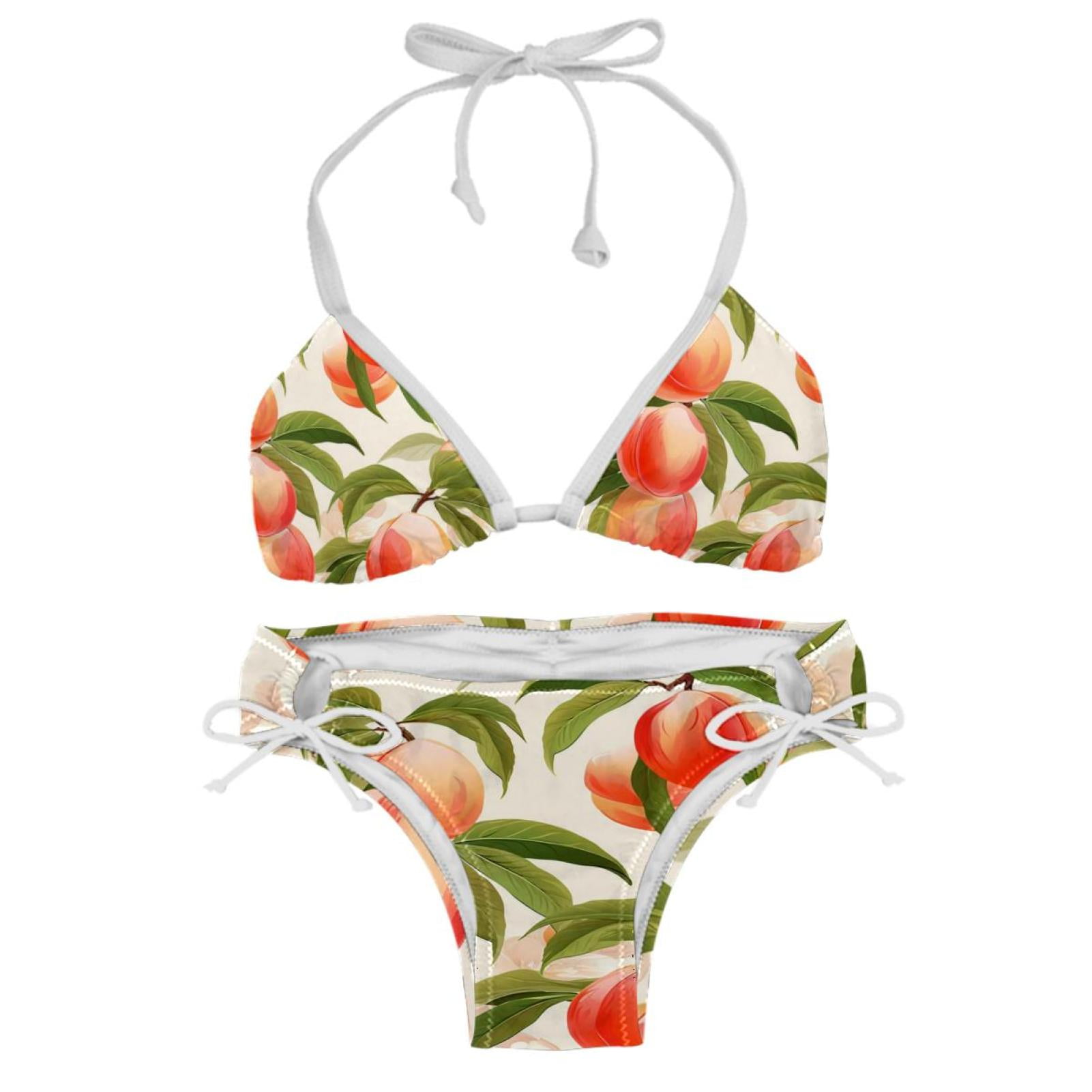 Peach Detachable Sponge Adjustable Strap Bikini Set - Two-Pack ...