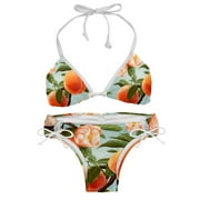 Peach Detachable Sponge Adjustable Strap Swimsuit Set - 2 Pack for Beach & Pool Parties