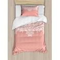 thumbnail image 1 of Peach Duvet Cover Set, Abstract Lace Design Wedding Engagement Inspiration Floral Arrangement Pale Backdrop, Decorative 2 Piece Bedding Set with 1 Pillow Shams, Twin Size, Coral White, by Ambesonne, 1 of 3