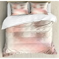 thumbnail image 1 of Peach Duvet Cover Set, Abstract Square Shapes with Stars Pattern Warm Color Scheme Modern Art Print, Decorative 3 Piece Bedding Set with 2 Pillow Shams, King Size, Umber Coral, by Ambesonne, 1 of 3