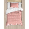 thumbnail image 1 of Peach Duvet Cover Set, Lace Design on Soft Colored Background Ornamental Pattern Wedding Inspired Image, Decorative 2 Piece Bedding Set with 1 Pillow Shams, Twin Size, Coral White, by Ambesonne, 1 of 3