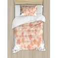 thumbnail image 1 of Peach Duvet Cover Set, Valentines Day Inspired Heart Shaped Blooming Roses Bouquet with Romantic Design, Decorative 2 Piece Bedding Set with 1 Pillow Shams, Twin Size, Salmon Peach, by Ambesonne, 1 of 3