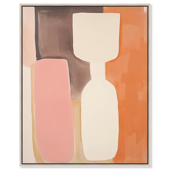 Peach Echoes I Canvas Modern Boho Abstract by Art Remedy, Silver Frame, 20 x 24