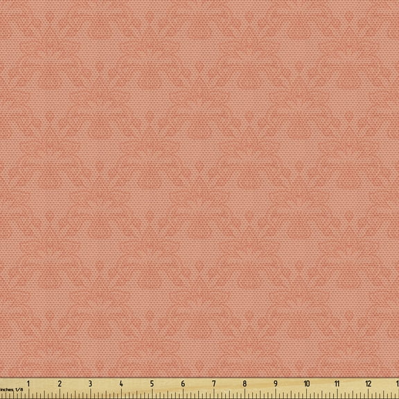 Ambesonne Peach Fabric by the Yard Upholstery, Ornate Spring Flower, 5 Yards, Peach