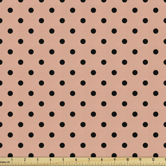 Ambesonne Peach Fabric by the Yard Upholstery, Abstract European Design, 2 Yards, Peach Black