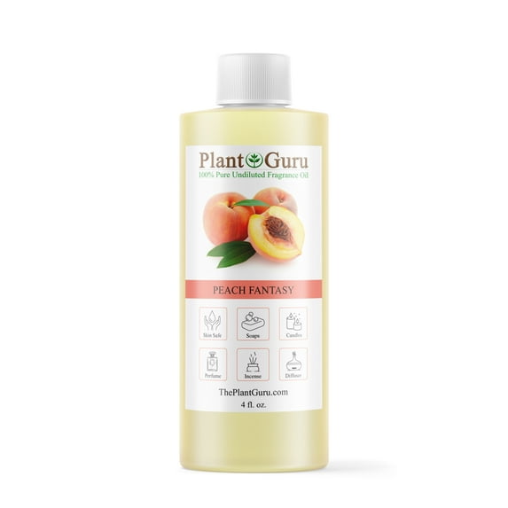 Peach Fantasy Fragrance Oil 4 fl. oz. Scented Oil for DIY Soap Making, Candles, Bath Bombs, Body Butters. Used in Aromatherapy Diffusers, Burners and Warmers. Add to Lotions and Creams.