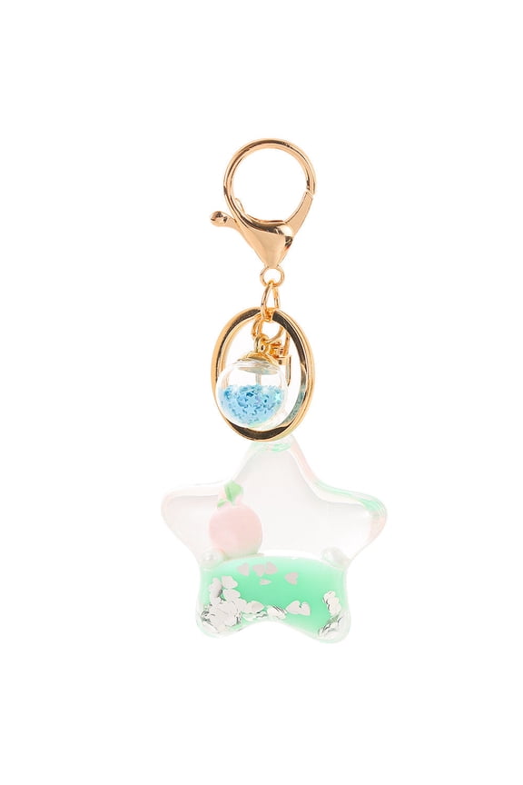 Peach Star Keychain Liquid Quicksand Acrylic Pendant Charm for Keys and Bags Unique Decorative Accessory Fashionable
