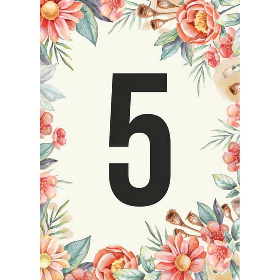 Peach Floral Design Table Number Cards Double Sided Party Table Numbers for Reception Baby Shower Anniversary Birthday Bridal Party 4x6 40 Pcs