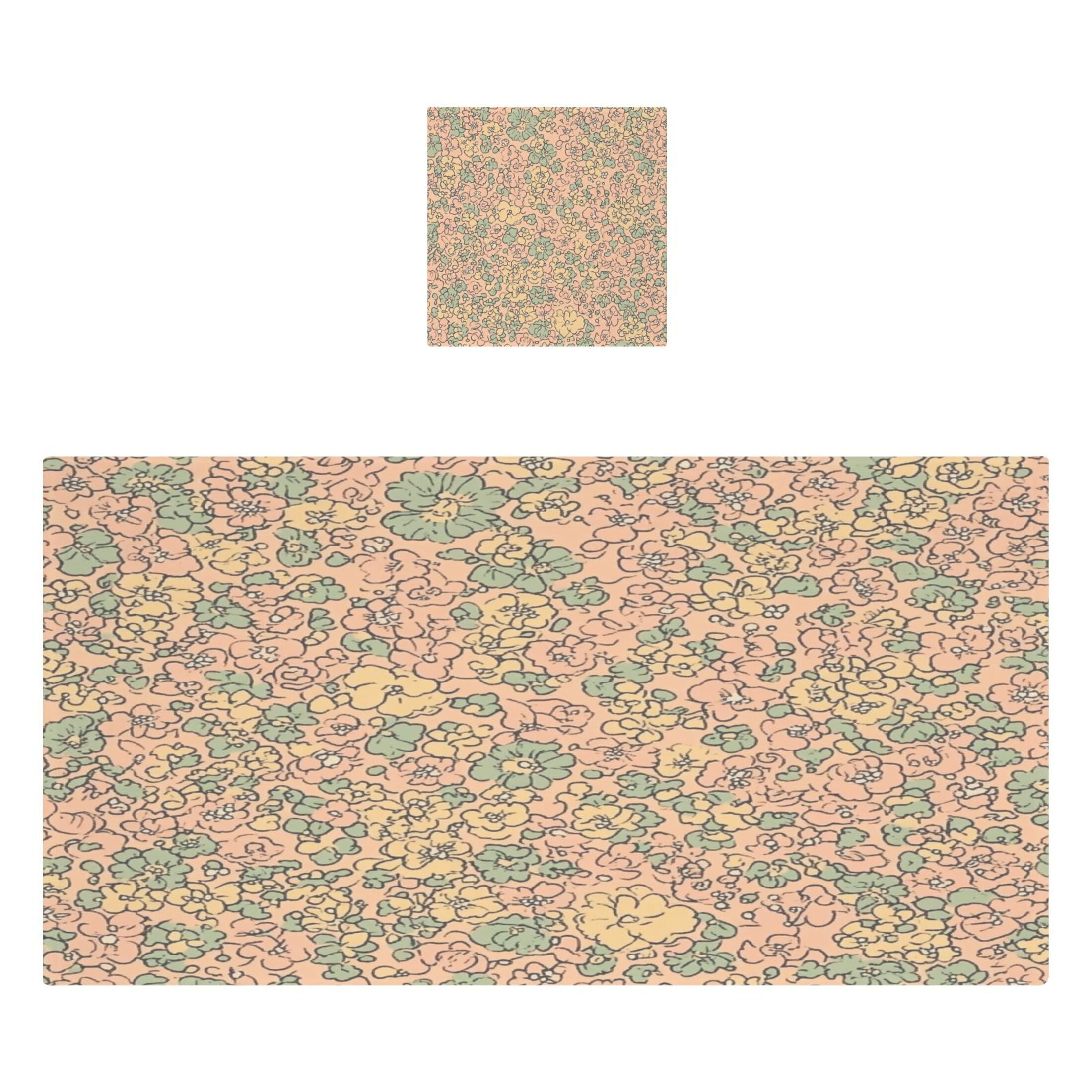 Peach Floral Tapestry 2 Piece Cotton Bath and Face Towel Set Soft and Absorbent, for Beach Pool Bathroom