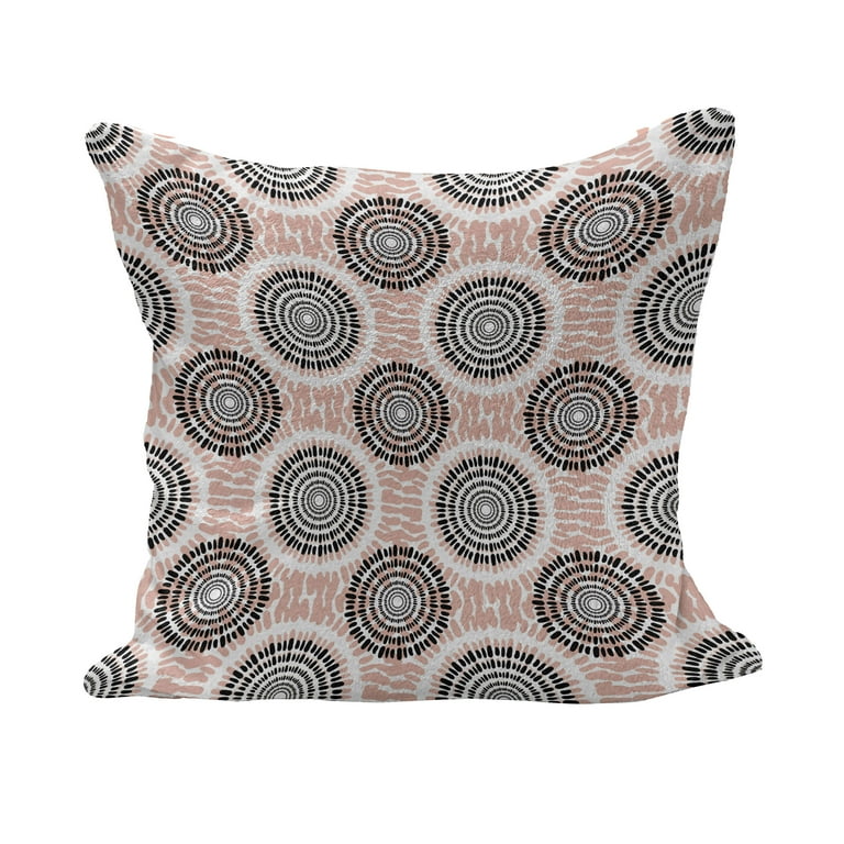 Peach Fluffy Throw Pillow Cushion Cover Symmetrical Circular