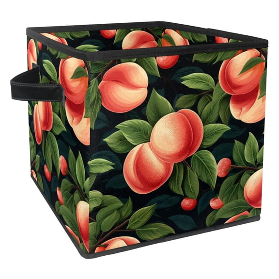 Peach Foldable Storage Baskets with Handle, 10.8"x10.5"x10.6", Large Capacity - Organizer Bins for Clothes Storage, Storage Cubes