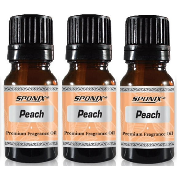 Peach Fragrance Oil 10 ml / 0.33 oz - 100% Pure by Sponix Made in USA Pack of 3