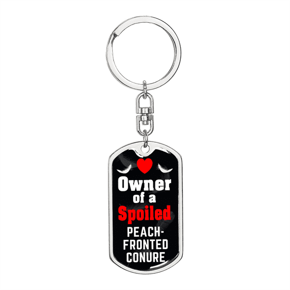 Peach-Fronted Conure Bird Stainless Steel or 18k Gold Premium Swivel Dog Tag Keychain