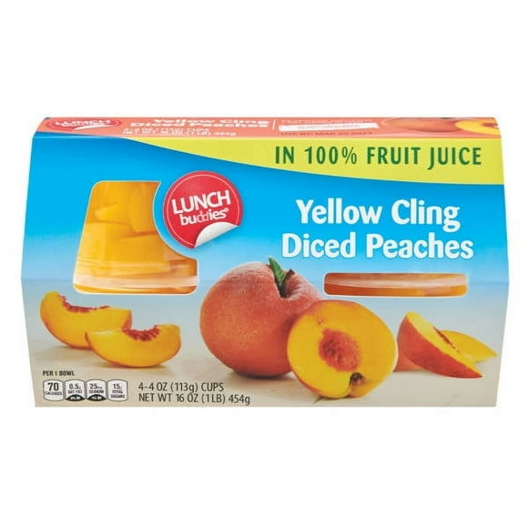 Peach Fruit Bowl in 100% Juice - 4 pack, 4 oz- Pack of 3